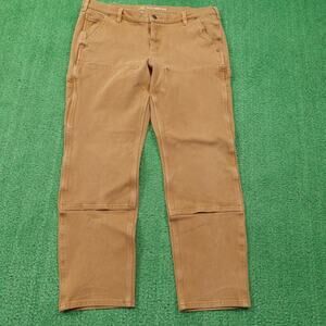 Carhartt Pants Womens 14 REG Brown Straight Fit Double Knee Workwear 104296